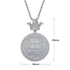 Charms Iced Out Bling CZ Crown Round Letter Big B Pendant Necklace Cubic Zirconia Bitcoin Charm Men Women Fashion Hip Hop Jewelry 230626