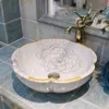 Fleur Art Procelain Chinois Europe Vintage Style lavabo Céramique Comptoir Lavabo Salle De Bains Lavabos salle de bains sinkgood qté Igere