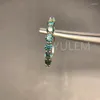 Кольца кластера Зеленый муассанит обручальное кольцо стерлингового серебра VVS1 Diamond Half Eternity Stackable Ring для женщин