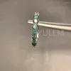 Bagues de grappe Bague de mariage verte Moissanite en argent sterling VVS1 Bague empilable en diamant demi-éternité pour femme