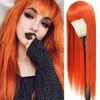 Syntetiska peruker orange ingefära syntetiska peruk med lugg rak naturlig svartbrun blond peruk för kvinnor värmebeständigt fiber dagligen cosplay hår x0626