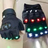 Gants LED LED avec des gants de performance de scène laser léger Discothèque pêche Alpinisme équitation sports de plein air gants demi-doigts 230625