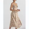 Casual Dresses Evening Party for Women 2023 Fashion Vintage Floral Print V Midi Black Elegant Dress Backless