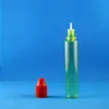 100個の30mlプラスチックドロッパーボトルグリーンカラーダブルプルーフキャップ付き高度に透明