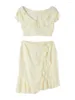 Regatas femininas Conjuntos de saia com babados de 2 peças Y2K Mesh transparente Bodycon Mini franjas Outfits Verão Saindo Streetwear