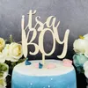 Праздничные принадлежности это мальчик торт Топпер пол выявить Baby Shower первый день рождения акриловые украшения