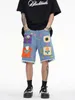 Jeans pour hommes Shorts Pathches Flower Men Vibe Style Baggy Streetwear Cargo Pants Y2k pour Unisexe 230625