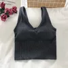 Débardeurs pour femmes haut corset femmes décontracté col en V Crop débardeurs filles respirant sport Fitness Yoga soutien-gorge caraco femme avec coussin