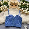 Débardeurs pour femmes Mode féminine Denim Corset Tops Diamant Chic Couleur Solide Camis pour femmes Sexy Crop Top Femmes avec soutien-gorge intégré Drop