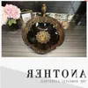 Lavabo da bagno a forma di fiore Jingdezhen fabbrica direttamente in ceramica dipinta a mano lavelli da bagno nero con motivo orobuona quantità Tmlml