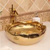 El Yapımı Porselen Lavabo Tezgah Seramik lavabo Banyo goldengood adet Uxieh