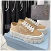 Pra Baskets En Cuir Brossé Pour Hommes Femmes Fond Plat Blanc Plate-Forme Chaussures Chaussures Classiques Sneaker Designer Haute Qualité Chaussure De Tennis Loisirs Formateur Mode