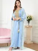 QNPQYX New 2 Piece Set Luxury Dubai Robe Muslim Abaya Women Arabic Dress Ethnic Lace Dresses Summer Fashion Kaftans Plus Size Jilbab Islam