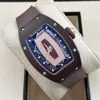 Relógios mecânicos automáticos Relógios de pulso esportivos Novos relógios de pulso luxuosos Richardmille Ms. RM07 Cerâmica de lábio vermelho/Ouro rosa 18k Relógio feminino YI-P3ZD