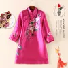 Bluzki damskie chiński styl wykwintna haftowana długa bluzka dla kobiet 2023 Kołnierz wiosny i jesienny top rękawowy