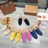 Designer Dames Slippers LP Suède Loafers Leren Muilezels Dame Platte Schoen Leren Slipper Buitenzool Feestschoenen