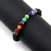 Länk armband diffusor 7 chakra män kvinnor naturliga lava sten kristall läkande ångest smycken mandala yoga meditation armband gåva