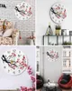 Relógios de parede estilo chinês flor pássaro ponteiro luminoso relógio enfeites para casa redondo silencioso sala de estar quarto decoração do escritório