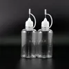 50 ml 100st Pet Droper Bottle Metal Needle Tip Needle Cap High Transparenta Droper flaskor Squeeze ånga E CIG VPRAN