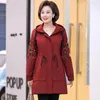 Women's Jackets 2023 Spring Women Casual Thin Windbreaker Female Overcoat Floral Embroidery Slim Outwear Classic Long Coat A140