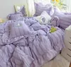 Bedding sets Bedroom Seersucker Lace Duvet Cover Set Princess Bedding Quilt Cover Pillowcase23 Pcs Full Queen King Size Home Bed Clothes 230625