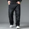 Jeans da uomo Jeans da uomo di grandi dimensioni Fascia elastica Big 10XL Oversize Vita alta Pantaloni larghi Marito Plus Size Fat Loose Bla Pantaloni di jeans maschili J230626