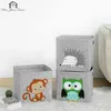 Storage Bags Cube Folding Toys Box Kids Organizer Felt Cloth Fabric Basket For Cartoon Animal Nursery Toy Bins 230625