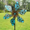 Decorative Objects Figurines Iron Art Luminous Windmill Garden Ground Inserted Pinwheel Outdoor Rotatory courtyard windmill garden craft ornament 230626