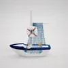 Model Set 1PC Cute Mini Sailing Boat Model Nautical Home Decor Cloth Sailboat Model Flag Table Ornament Wood Crafts Toy Kids Gift #A 230625