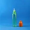 100 set / lotto 25ml UNICORN GREEN Flaconi contagocce in plastica Resistente ai bambini A prova di manomissione Punta lunga e sottile e Liquid Vapor Juice e-Liquide 25 ml Abtb