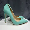 Fashion Blue Alligator Women Shoes Pointed Casual Shoes Women Stelitte Heels Super High Heels Big Size 33-45