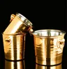 Bar Tools Gold Golden Tjock Tiger Head Rostfritt stål Ice Bucket Champagne Chilled Wine Beer Red Wine Cube Bar KTV Två handtag Hink 230625