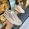 Designer tennis sneakers schoenen heren dames beige en ebbenhout origineel canvas low-top sneaker chunky zool stof trim platfor schoen 01