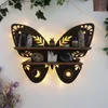 Bathroom Shelves Multipose Luna Moth Butterfly Lamp Crystal Rack Moon Wood Shelf Wall Decor Wooden Rustic Display Living Bedroom Storage 230625