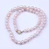 Las cadenas llegaron a la joyería de alta calidad del collar del hilo de la cuerda de agua dulce de la patata rosada natural para las mujeres en gancho de la perla
