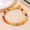 woman Natural gold silk jade elastic bracelet gourd charm beaded stone bracelets gift jewelry wholesale