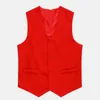 Men's Vests Work Uniform Pockets Unisex Waistcoat Slim Fit Solid Color Cashier