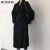 FUR BGTEEVER 2021 Winter Long Coat Women Womneghdown Collar Stars Coats con estilo de viento femenino de doble pecho elegante