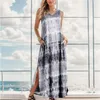 Casual Dresses Summer Sexy Vest Dress Women'S Long Skirt Print Loose Slit Robe With Pocket Plus Size Vestidos De Verano Para Mujer 2023