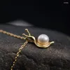 Łańcuchy słodkowodne Pearl Snail Naszyjnik Prawdziwy 925 Srebrny biżuteria dla kobiet 18K Gold Creativity Fine Gifts