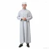 Vêtements ethniques arabe Abaya islamique hommes Jubba Thobe Robes robe musulmane arabie saoudite Galabia Ropa Hombre Qamis Homme Cosplay Costumes