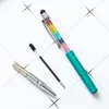 Rainbow Crystal Ballpoints Metal Student Writing Ballpoint Pen Mobile Phone Touch Pen School Office Signature Pens Festival Gift TH0359