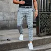 Men's Pants Men's Spring Summer Casual Trousers Men Streetwear Fashion Korean Style Thin Checked