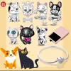 925 Gümüş Boncuklar Takılar Pandora Cazibesi Black Cat Pet Köpek Seti Paw Schnauzer Akita Pug Charm Set