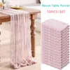 Caminho de mesa 10 pçs 6/10 pés pano de queijo rosa caminho de mesa boho gaze casamento caminho de mesa decoração de mesa de jantar para recepção festa nupcial 230625