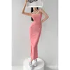 Casual Dresses Sexig ärmlös hög midja Slim Sling Dress Women's Summer Tight and Thin Elastic Package Hip Fishtail Long Maxi