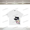 xinxinbuy Camiseta de diseñador para hombre 23ss pato Graffiti Impresión de letras manga corta algodón mujer azul marrón S-2XL