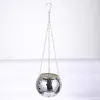 Planters Pots 15/20cm Disco Ball Flower Pot Planters Hanging Plants Pot With Chain Indoor Flower Pots Tray For Wall Decoration Garden Home