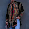 Ethnic Clothing Men Fashion Print Dashiki Tshirt Muslim Long Sleeve Tee Tops Islamic Dubai Arabic Bohemian Casual Blouse Shirts African