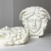 芸術と工芸品diy大きな女神メデューサヘッドヘッドキャンドルシリコン型ミトスデビッドハーフフェイス彫像エポキシ樹脂の家の装飾230625